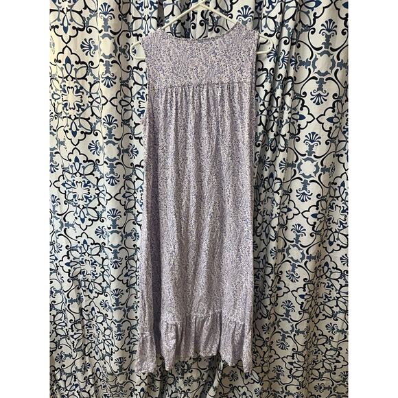 Eileen West Cotton Modal Lavender Print Nightgown Medium Floral Lace Tiered - Picture 2 of 9